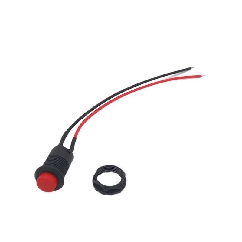 Wintai-Tech botón de empuje trompeta interruptor 12v botón de empuje interruptor de arranque 12mm botón de empuje momentáneo Interruptor con ensamblaje de cable