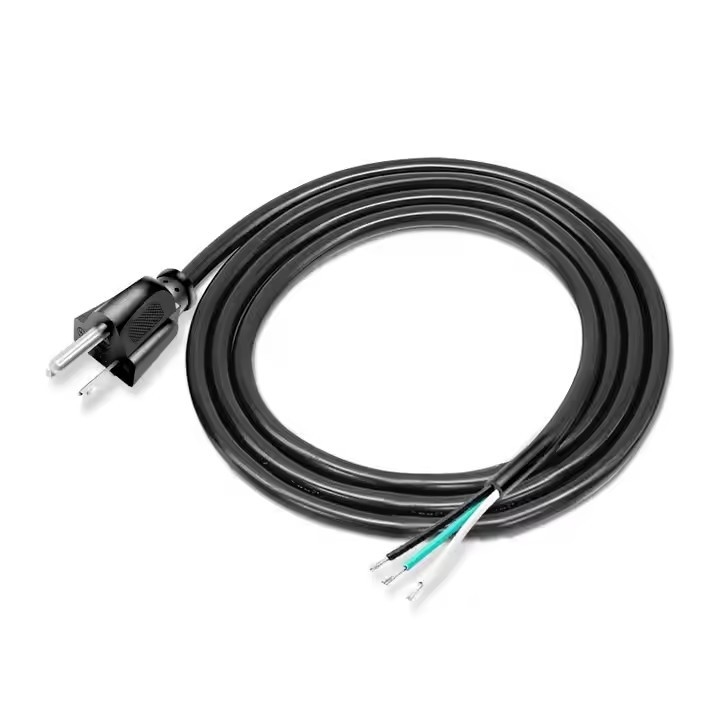 Cordón eléctrico americano de alta calidad 3 pines negro Pvc 3 puntas Puro punto de cobre 18awg 1.5 metros 5 pies pelado y enlatado para el hogar