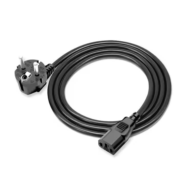 Cable de línea de extensión 3G negro Cable de alimentación CA en stock Cobre IEC Europa UE VDE puro CEE PVC 0.75mm 1.5M Caja de cartón