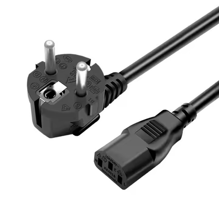 Cable de línea de extensión 3G negro Cable de alimentación CA en stock Cobre IEC Europa UE VDE puro CEE PVC 0.75mm 1.5M Caja de cartón