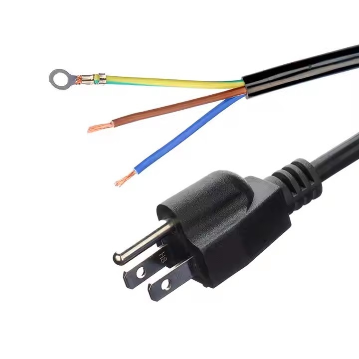 ETL Certificado 3-Core de cobre SJTW 10/12/14 Awg 3 puntas de PVC aislado de alambre Nema 5-15p a cables de alimentación de CA de extremo desnudo