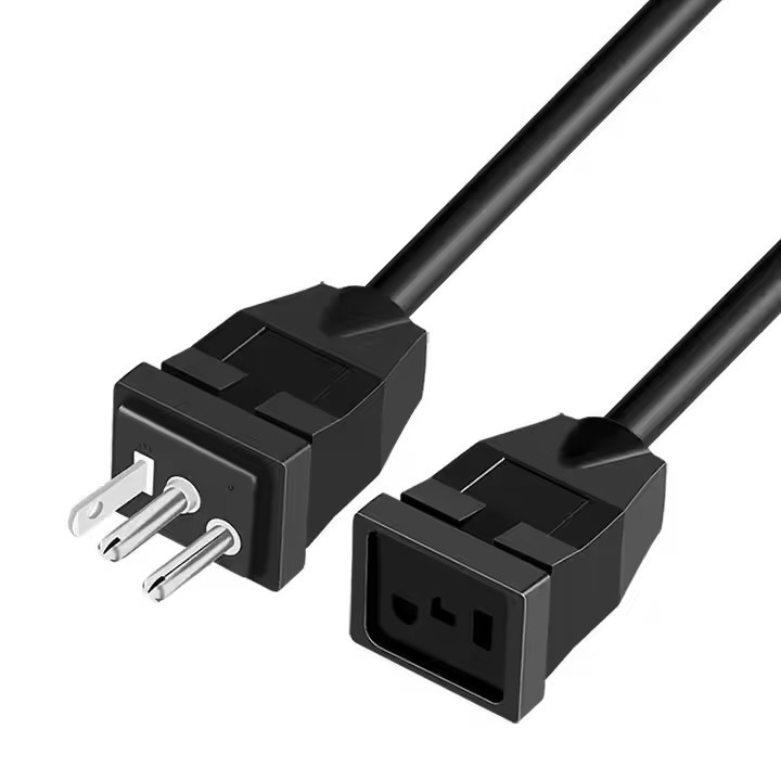 ETL UL817/CSA C22.2 SJT 3X14 a 10AWG 3 pin US Cordón de extensión de energía negra Industrial US Cables de extensión para iluminación