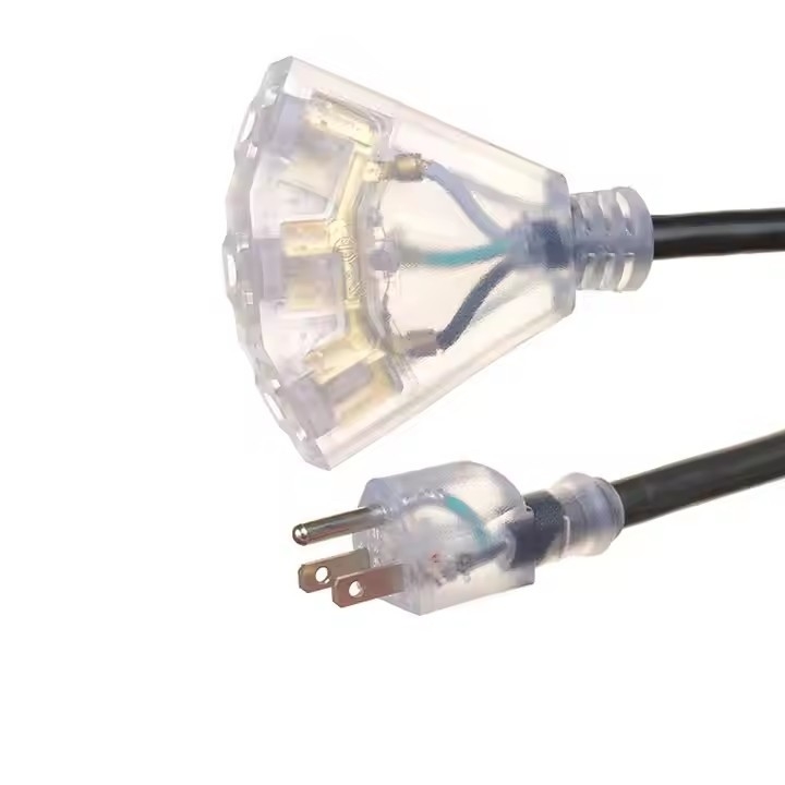 Aprobación ETL de servicio pesado US 3 puntas de 10 pies de largo 12 cables de extensión de calibre 50 pies 2 puntas de luz