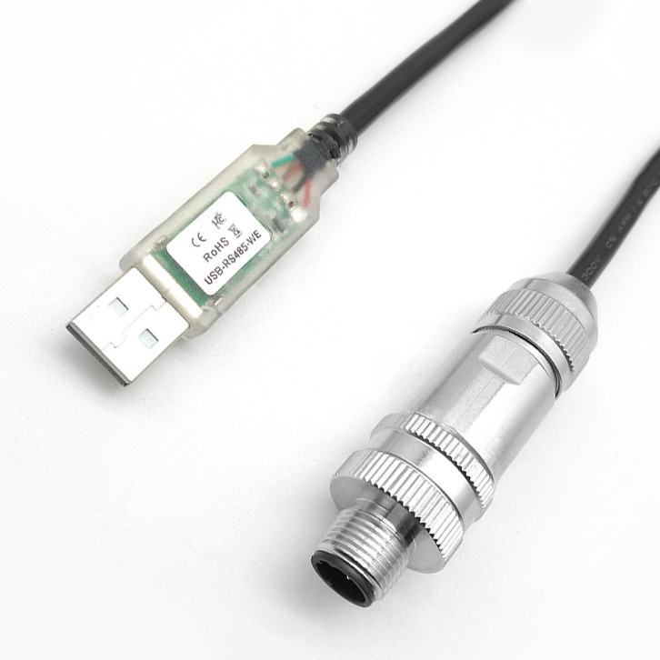 Conector dedicado de robot industrial USB a RS485 Cable en serie a M12 Conector de metal de cabeza impermeable masculino y femenino