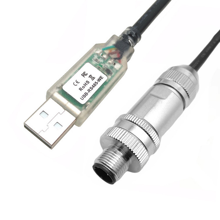 Conector dedicado de robot industrial USB a RS485 Cable en serie a M12 Conector de metal de cabeza impermeable masculino y femenino