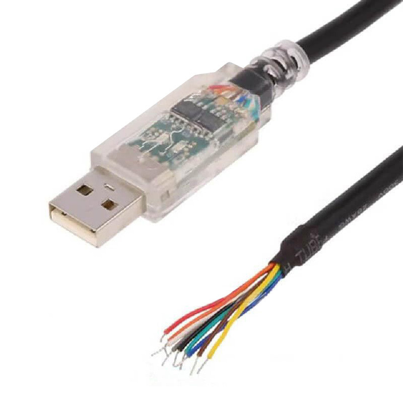 Arneses de alambre personalizados industriales RS-422 cable de protocolo en serie USB-RS422-WE-1800-BT para alambre medio despojado