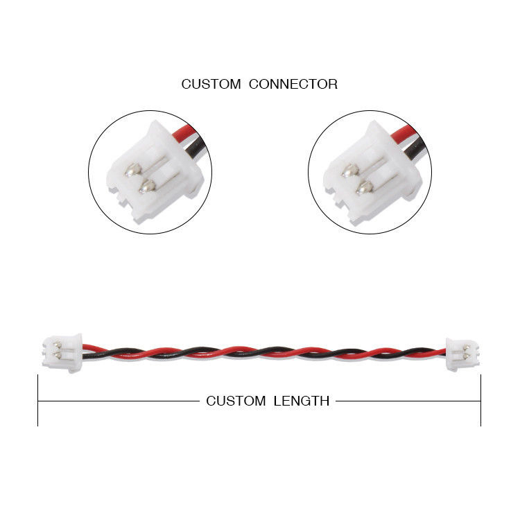 Marca RY JST cable de conexión de cable de cable de cable de conexión XHP-2 22AWG UL1007 Negro Rojo 2P