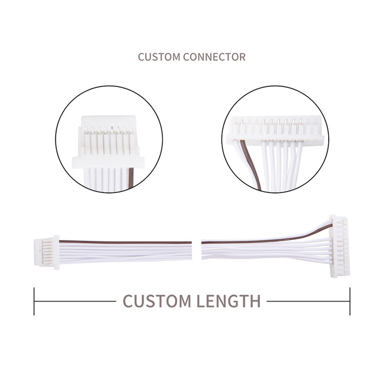 Fabrica 0.80mm 8 pines de PVC LVDS Cables de ensamblaje de arneses JST SHR-08V-S-B