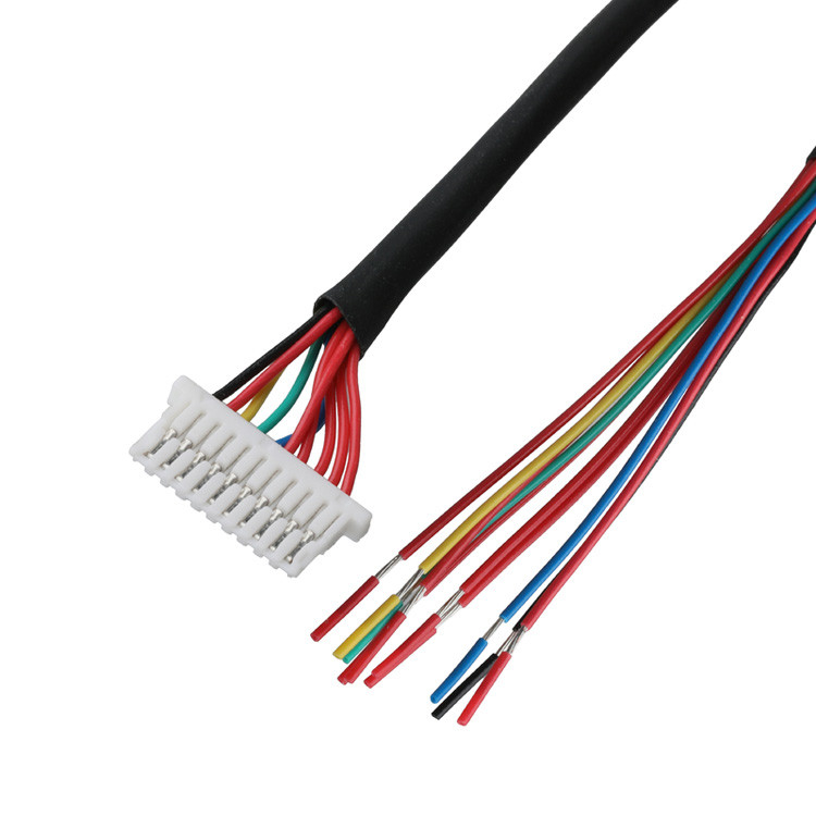Cable de luz 10P JST SHLP-10V-S-B a arneses semi-desnudos ensamblajes de cable coaxial personalizados automóviles