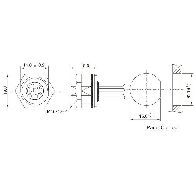 Fabrica MD WF 6 Pin Mini Din Cable, IP67 Cable Isobús recto Lvds Conector de pantalla