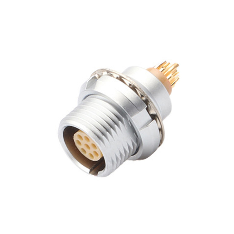 Conector circular de 8 pines redondo, impermeable, tipo de empuje y tira