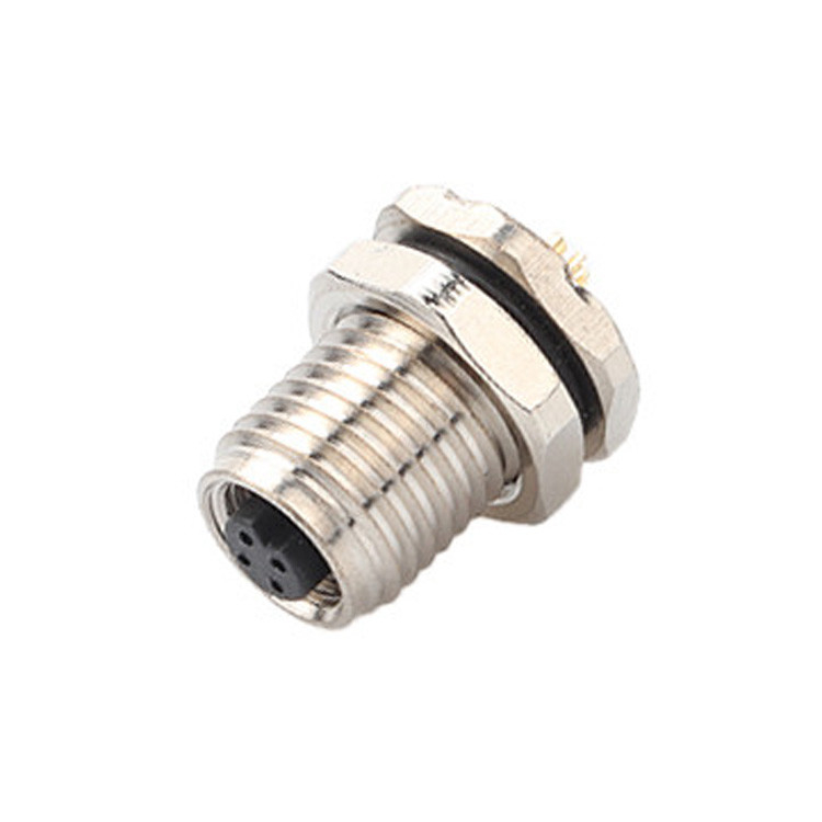 M5 Código-A Panel de conector industrial circular a prueba de agua de 4 pines, brida de PCB, enchufe masculino y femenino IP67
