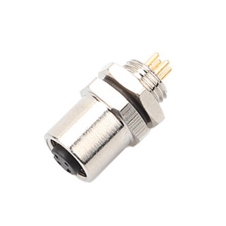 Fabrica M5 Código-A 4Pin Panel Flange PCB Conector circular de toma de corriente femenino IP67