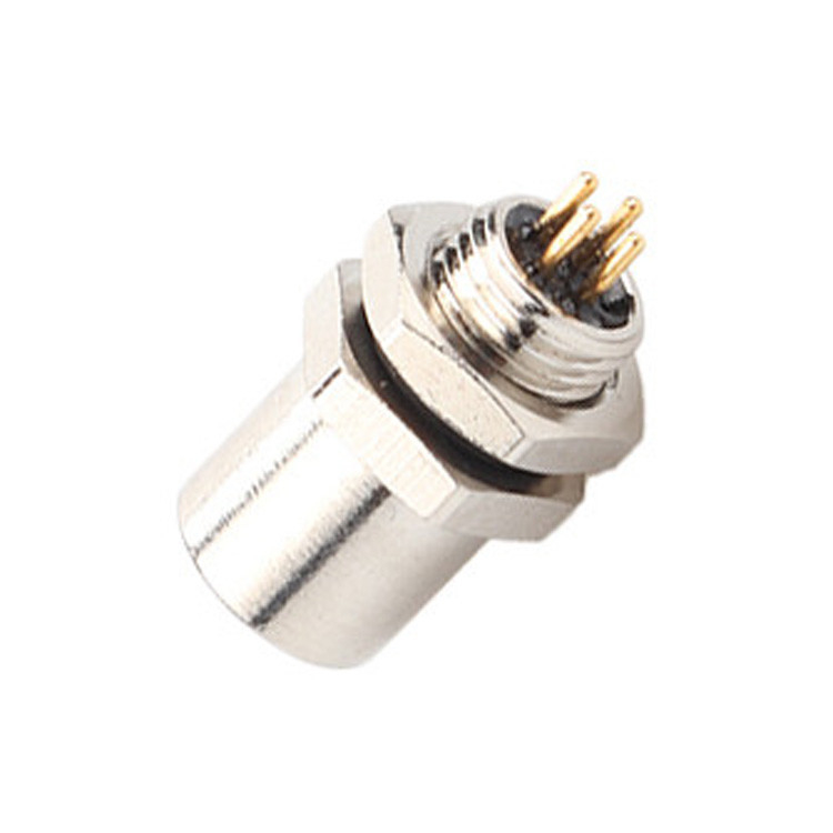 Fabrica M5 Código-A 4Pin Panel Flange PCB Conector circular de toma de corriente femenino IP67