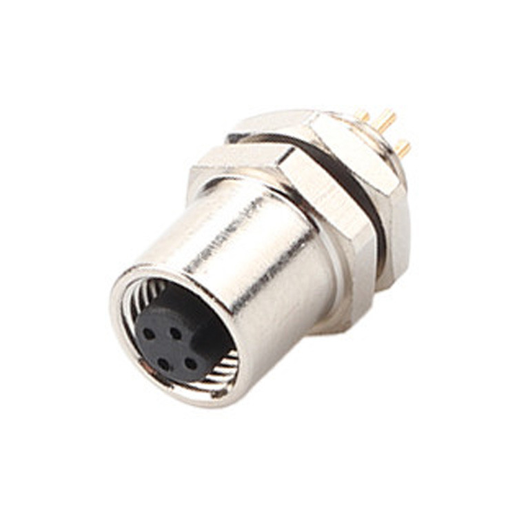 Fabrica M5 Código-A 4Pin Panel Flange PCB Conector circular de toma de corriente femenino IP67