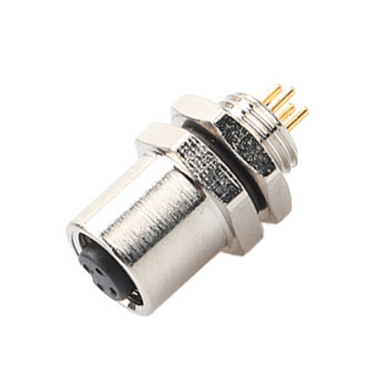 Fabrica M5 Código-A 4Pin Panel Flange PCB Conector circular de toma de corriente femenino IP67