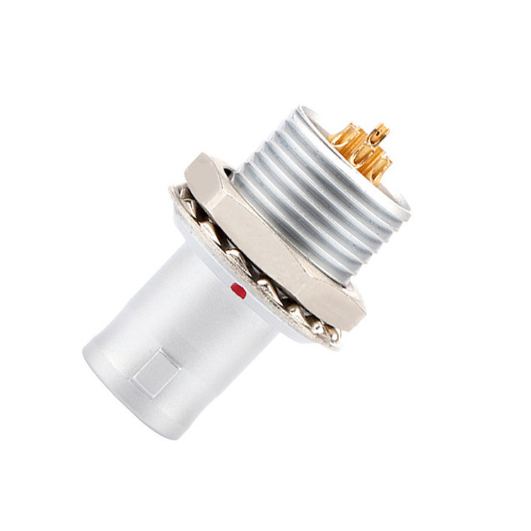 Solución industrial para el bloqueo automático de empuje-tirón 8Pin T2 panel de conector circular enchufe fijo sin dispositivo de bloqueo