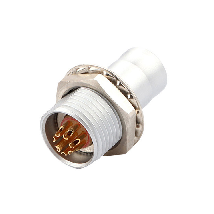 Solución industrial para el bloqueo automático de empuje-tirón 8Pin T2 panel de conector circular enchufe fijo sin dispositivo de bloqueo