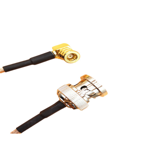 el oro plateó al varón de BNC al cable coaxial micro femenino de ángulo recto rg316 de SMB rf