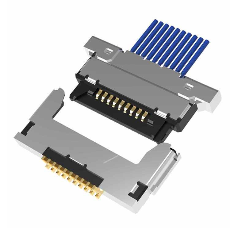 Conjunto de cable microcoaxial 20345-010T32R con anchura de 0,4 mm y conexión microcoaxial LVDS de tipo de apareamiento horizontal de 10 pines