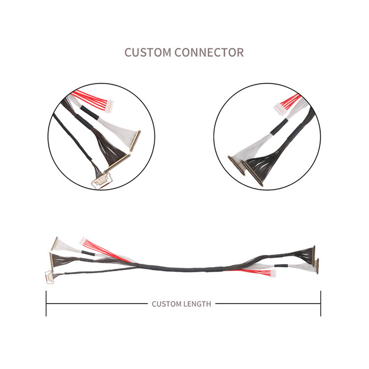 I-PEX 20531-034T-01 con un tono de 0,25 mm Cable personalizado a 20633-210T-02S con el mismo tono de 0,25 mm