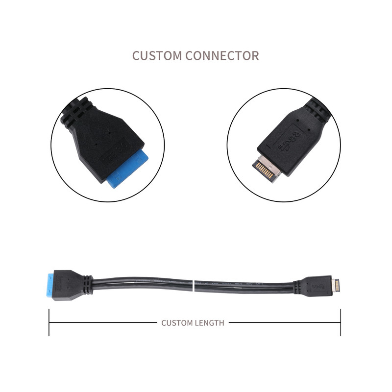 Cable de alimentación de la placa base de la computadora USB 3.1 Tipo E macho a IDC20P macho Cable de adaptador Cable de extensión de 20 pines
