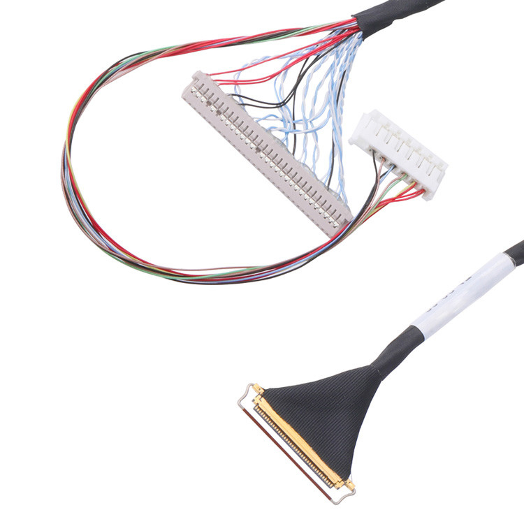 Conector micro-coaxial de tipo de acoplamiento horizontal para ensamblaje de cable Lvds de 40 pines personalizado con cable Lcd Lvds de 0,5 mm de altura
