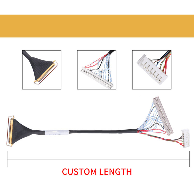 Conector micro-coaxial de tipo de acoplamiento horizontal para ensamblaje de cable Lvds de 40 pines personalizado con cable Lcd Lvds de 0,5 mm de altura