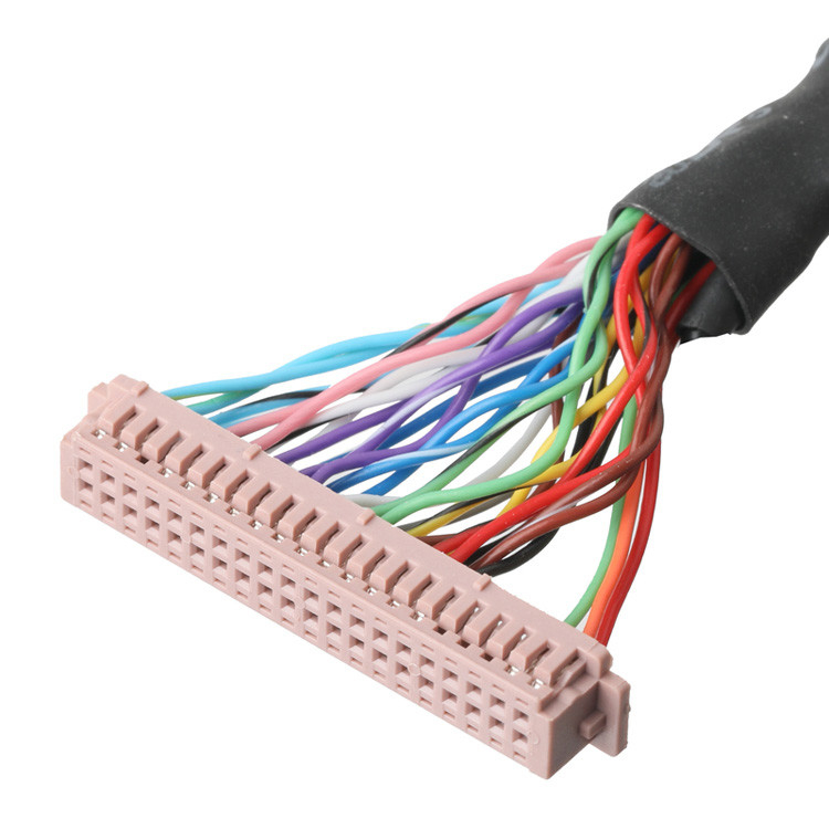 OEM / ODM LVDS cable de montaje de  DF13-40Pin con 1,25 mm de inclinación a HD-SUB 26P mujer soldadora UL 1007 20AWG cable
