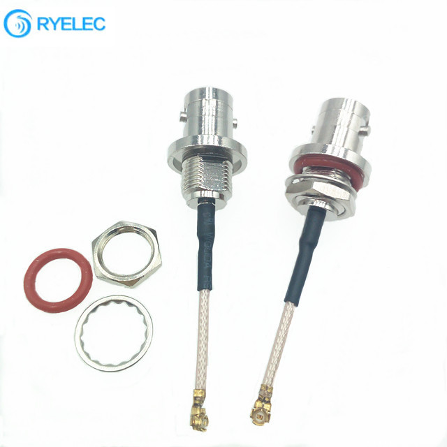 Cable de RF de ensamblaje impermeable IP67 BNC mujer trasera blukhead a IPX UFL RG178 cable de cola de cuchillo de cobre chapeado