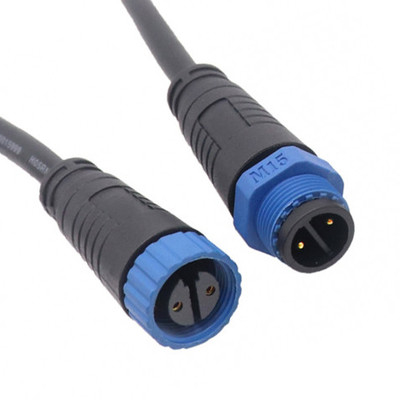 M15 Conector circular industrial de 2 pines y 3 pines con ensamblaje de tipo soldadura y clasificación de impermeabilidad IP67