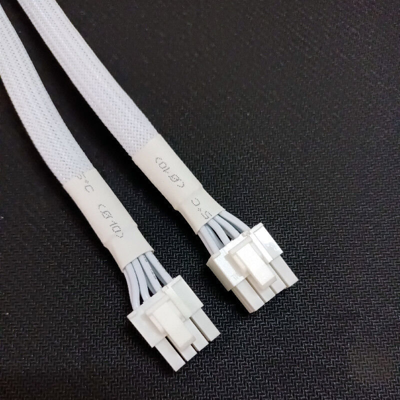 Cable de alimentación PCIe de manga blanca Femenino a doble 8P ((6+2) pin Hombre Cable de alimentación GPU VGA con 16AWG/18AWG y longitud de 20 cm