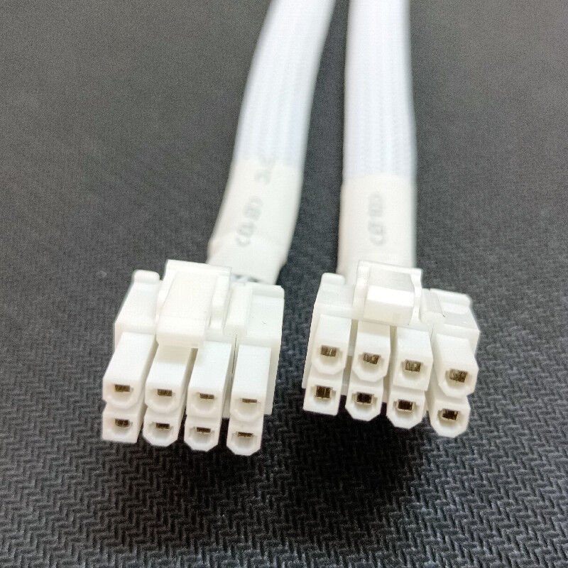 Cable de alimentación PCIe de manga blanca Femenino a doble 8P ((6+2) pin Hombre Cable de alimentación GPU VGA con 16AWG/18AWG y longitud de 20 cm