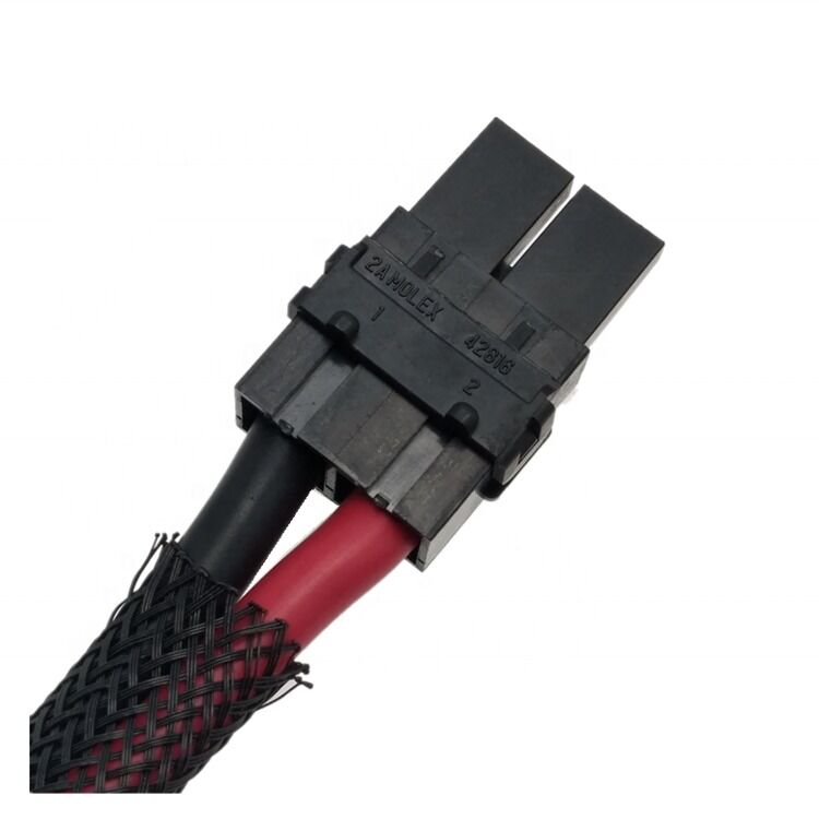 Arnés de cableado personalizado con conector Molex 428160212 de 2 pines y paso de 10 mm y cable de calibre 8 AWG