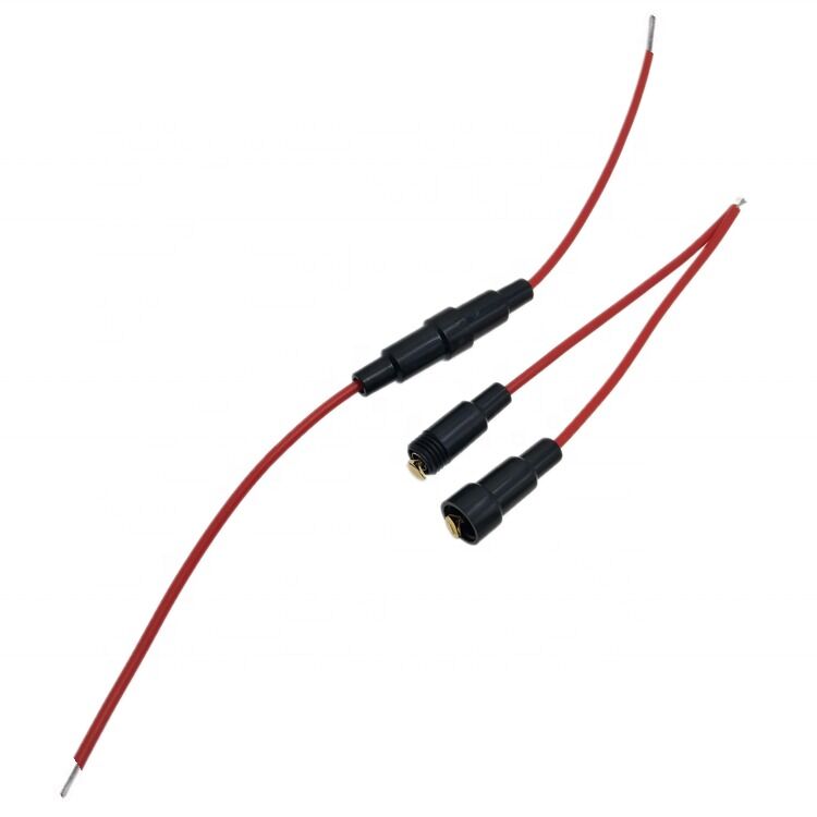 Portafusibles en línea de 5x20mm con cable 22AWG y clasificación de 250V para aplicaciones automotrices y marinas