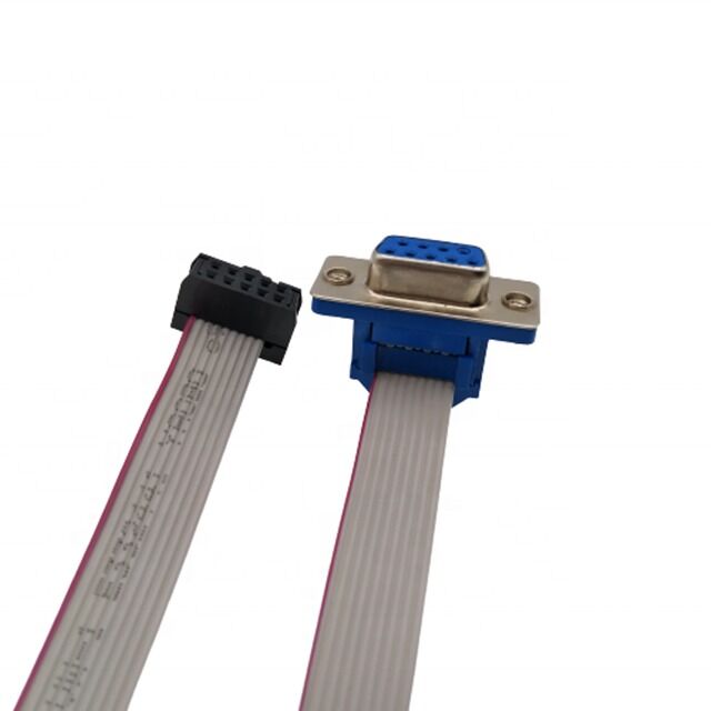 Cable de cinta plana D-SUB DB9 a IDC con conector chapado en oro y paso de 2.54MM para aplicaciones de longitud personalizable