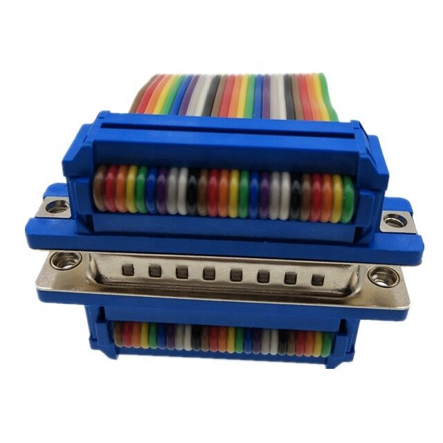 Conector D-Sub de 25 pines chapado en oro con cable plano de longitud personalizada y conector de crimpado IDC