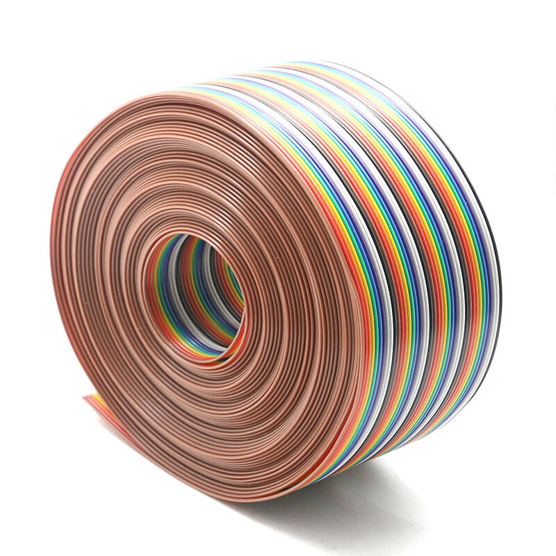 Cable plano de arnés arcoíris personalizado con aislamiento de PVC y conectores IDC de paso de 1,27 mm