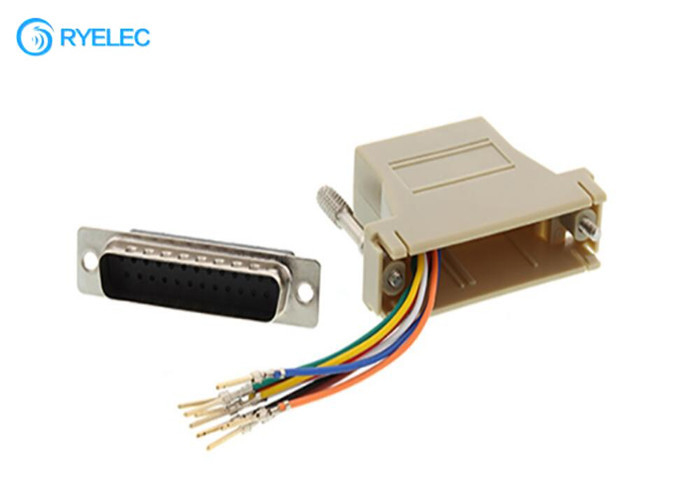 25 varón serial del Pin Db25 Rs232 al color modular femenino de la marfil del adaptador de la red Rj45