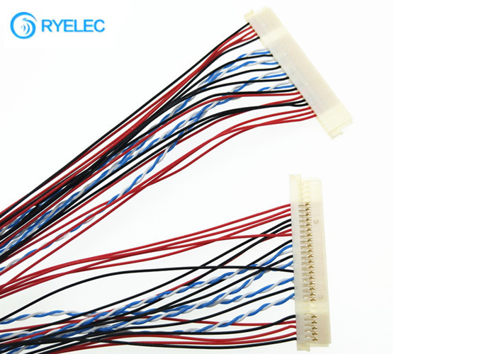 El cable de  DF19-30S-1C 30 P Lvds a la pantalla del Lcd llevó el alambre torcido 30AWG de la señal del convertidor