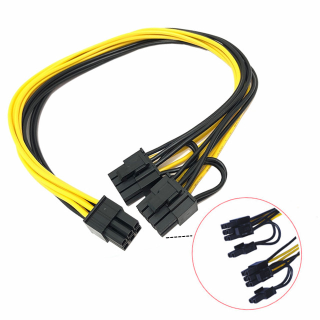 Varón de Pcie 6pin a doblarse divisor 18awg 100M M LOS 20CM del cable de transmisión de Gpu del varón 8pin