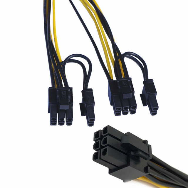 Varón de Pcie 6pin a doblarse divisor 18awg 100M M LOS 20CM del cable de transmisión de Gpu del varón 8pin