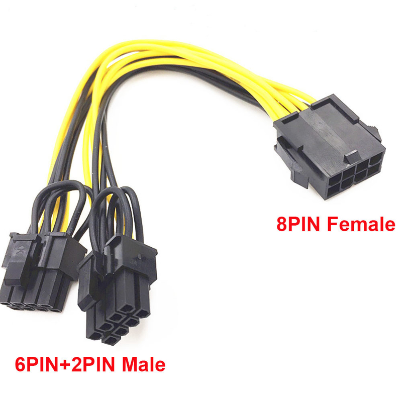La hembra de Pcie 8pin a doblarse convertidor de poder del divisor del Vga del varón 2pin de PciE 6 telegrafía 18awg los 20cm para la tarjeta de vídeo de Gpu de los gráficos