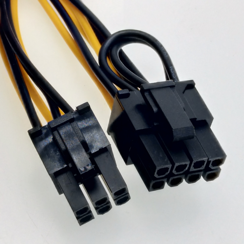 6 cable de transmisión de Pin Male To 6+2 Pin Male Spliter PCIE GPU Minig